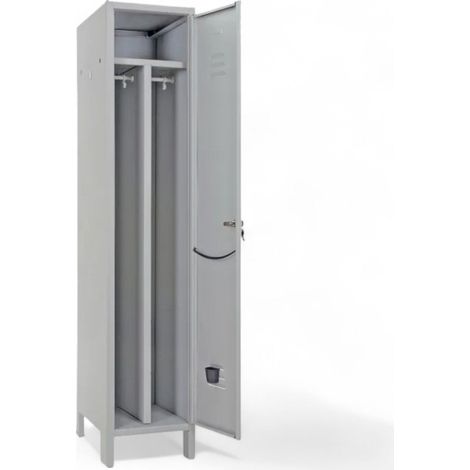Armadio spogliatoio sporco pulito slim ad una anta montato acciaio laminato verniciato portaombrelli portasciugamani ripiano interno serratura lucchettabile (1/2)