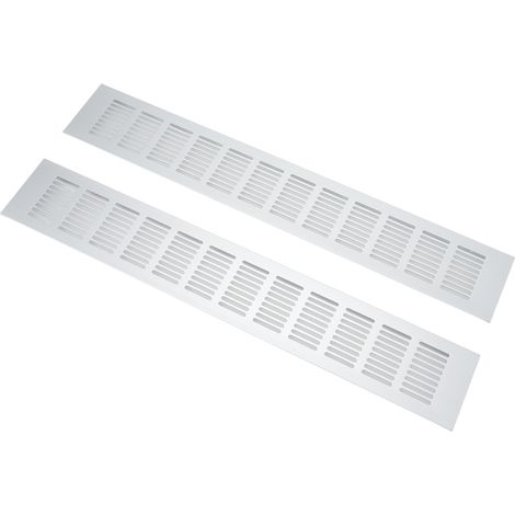 Grille aération aluminium 2 pièces 80x500mm, plaque rectangulaire pour armoire, placard à chaussures, dressing (1/5)