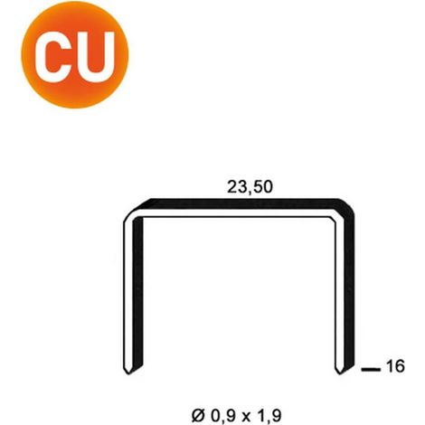 20 000 Agrafes Cuivrées Jk590-16 - 23.5x16x0.9x1.9 mm - D-Work