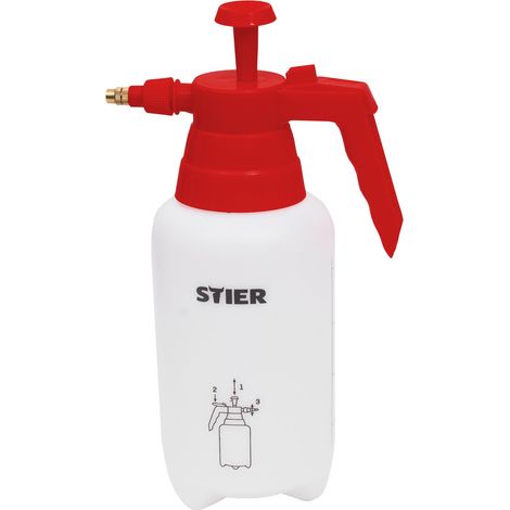 STIER Pumpsprühflasche für Reiniger oder Wasser, 1 L, verstellbare Messingdüse, unbeschriftet, leer, leicht befüllbar (1/5)