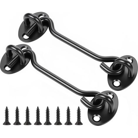 crochets de porte de grange acier inoxydable, 4 inch crochet et loquet à œillet de cabine, verrou serrure de porte crochet de fenêtre pivotant pour porte coulissante, chambre à coucher (1/5)