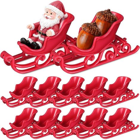 12 décorations miniatures de Noël : mini traîneau du Père Noël pour maison de poupée (1/5)