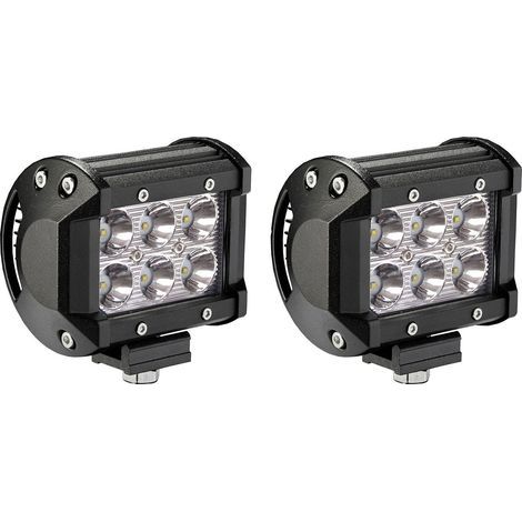 2 focos de trabajo LED de 18 W, 1800 lúmenes, luz blanca de inundación, 12 V/24 V, focos de trabajo con reflector (1/5)