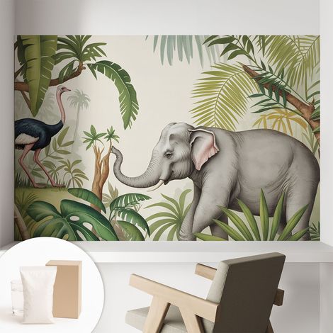 Papier peint intissé mural pour salon chambre à coucher tendance et originale - Colle incluse gratuite Scène exotique 104x70 cm (1/5)