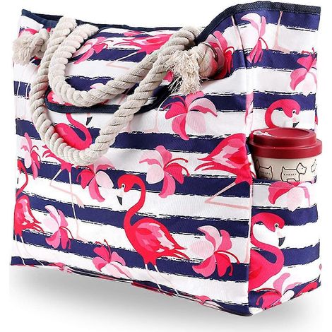 Sac de plage portable surdimensionné en toile imperméable avec 4 poches intérieures pour les voyages, la salle de sport et les vacances. Sac fourre-tout (1/5)