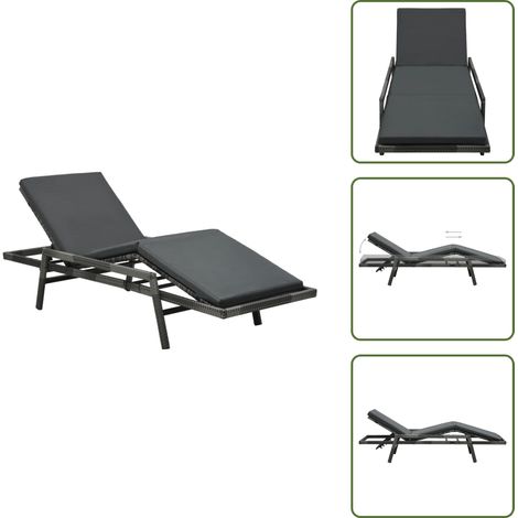 Sonnenliege mit Auflage Poly Rattan Grau - Sonnenliege - Gartenliege - Poolliege - Relaxliege - Outdoor Möbel (1/5)