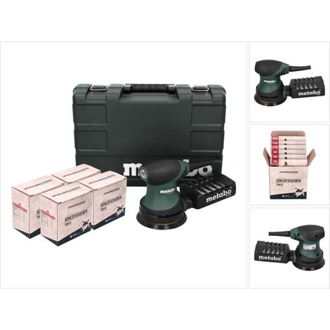 Metabo FSX 200 Intec Ponceuse excentrique 125 mm 240 W + Coffret + 4x Set de ponçage Toolbrothers TURTLE