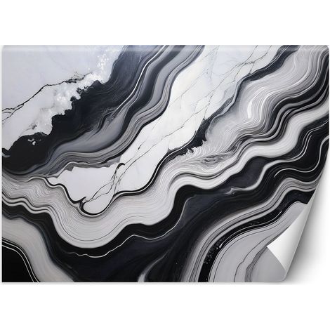 Fototapete Schwarzer und weißer Marmor Abstraktion 100x70 cm (1/5)