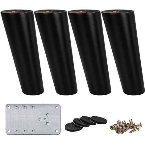Pieds de canapé larges et robustes de 15 cm, pieds de meubles en bois naturel de 30 cm, solution élégante et compatible avec tous les espaces. (1/5)