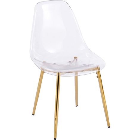 Set di 4 sedie da pranzo trasparenti in acrilico con gambe metalliche dorate (1/5)