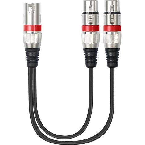 Câble adaptateur divisé, câble audio mâle 3 broches vers double femelle, câble adaptateur audio symétrique pour microphone, convient aux haut-parleurs, rouge. (1/5)