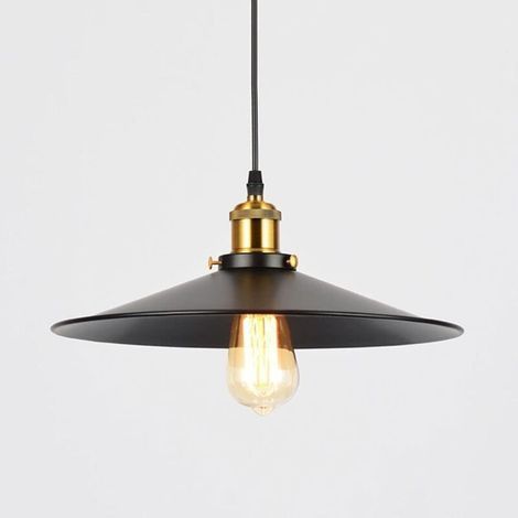 Lustre industriel en métal et fer forgé, abat-jour E27, une tête réglable, éclairage rétro, idéal pour restaurants, bars, couloirs et allées. Suspension, plafonnier, une couleur - 36 cm. (1/5)