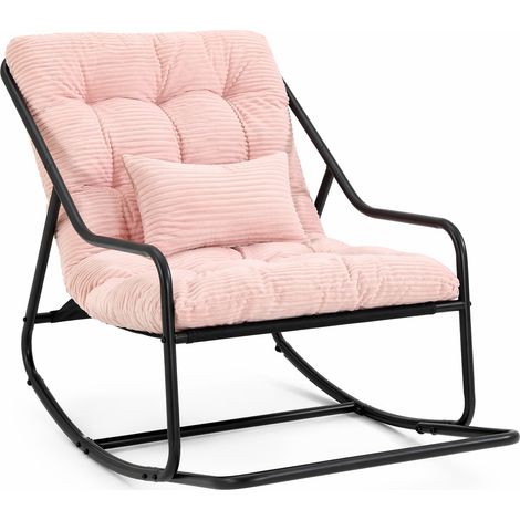 Silla Mecedora de Jardín Mecedora Ajustable con Cojín Grueso y Cuerda de Seguridad de Acero Rosa 75 cm (1/5)