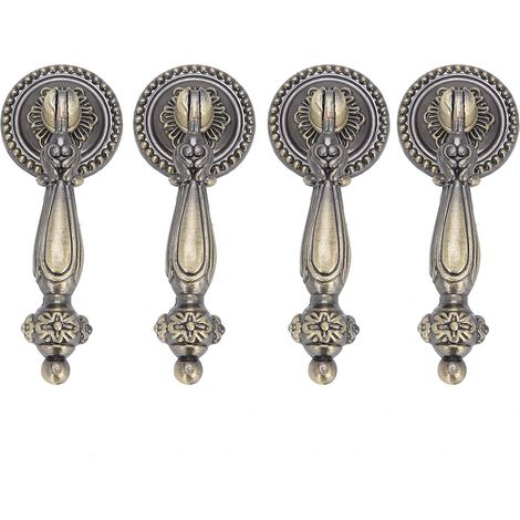 4 Pcs Vintage Poignées De Porte Tiroir Bronze Décoratif Cabinet Poignée Monotrou Tirer Larme Goutte Poignées (1/5)