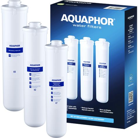 Juego de cartuchos de repuesto K5, K2, K7 para el filtro de agua Aquaphor Crystal A. (1/5)