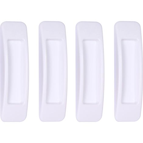 Juego de 4 tiradores autoadhesivos para puertas correderas, de color blanco, para ventanas y muebles. (1/5)