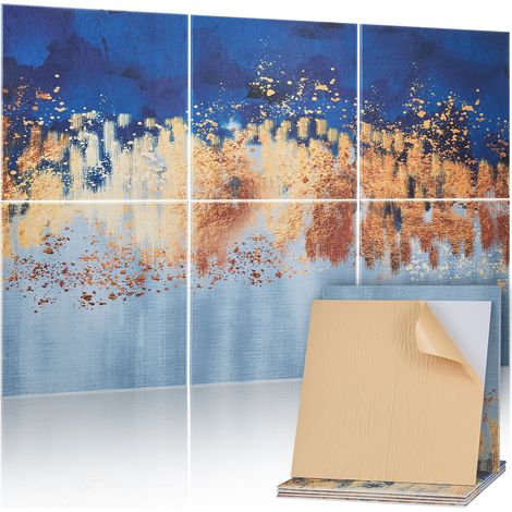 Panneau Acoustique, Lot de 6, Mousse Acoustique Mural Autocollant 60x60x1 cm Panneaux Insonorisants Fibre de Polyester, Isolation Phonique Décorative pour Maison, Studio, Bureau, Motif Peinture (1/5)