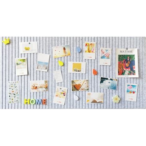 Tablero decorativo de fieltro, 60 x 40 cm, gris claro, 0,9 cm de grosor, tablero de exhibición plegable con cinta adhesiva para fotos, hogares (1/5)