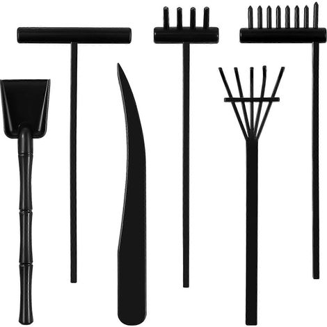 Lot de 6 mini râteaux de jardin Zen Rakes, outils de poussée en plastique pour table à sable, bureau à la maison ou sur table de travail. (1/3)