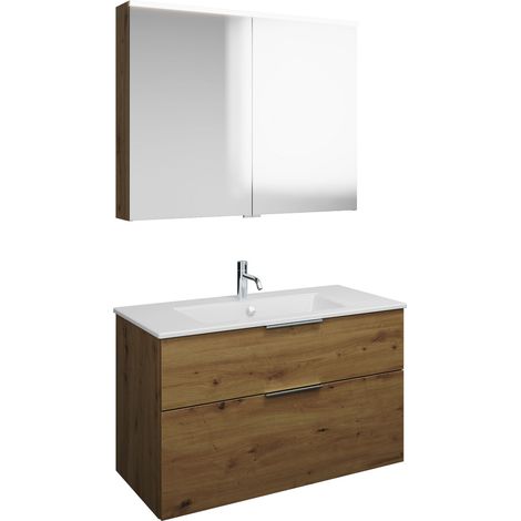 burgbad Eqio Set, compuesto por armario con espejo, lavabo de