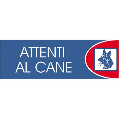 Targhe logofix metal blu 6x18attenti al cane n.732