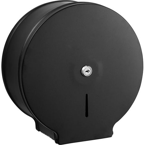 Distributeur De Papier Toilette - Acier Inoxydable - Montage Murale - Verrouillage À Clé - Fenêtre De Visualisation - Pour Rouleaux Jumbo Jusqu'à 23 Cm - Noir