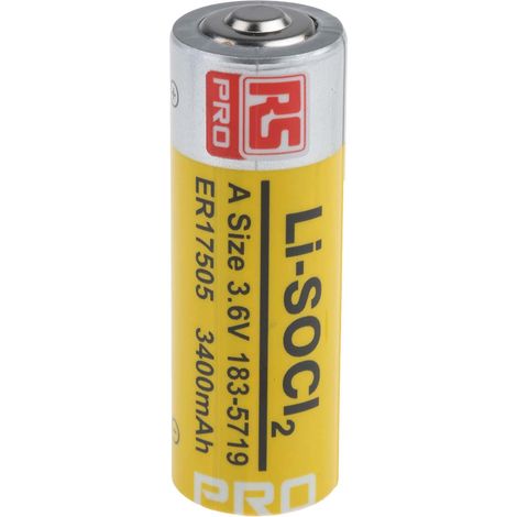 Pile A, 3.6V, RS PRO, Lithium Thionyle Chloride, 3.4Ah ( Prix pour 1 ) (1/2)