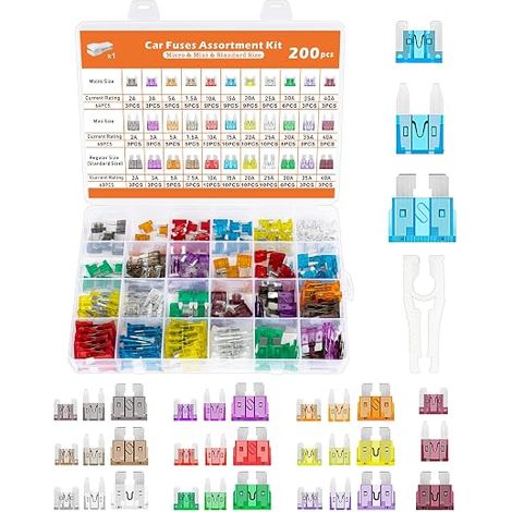 200 PCS Car Fuse Set, 64 Micro 68 Standard and 68 Mini Fuses (1/5)