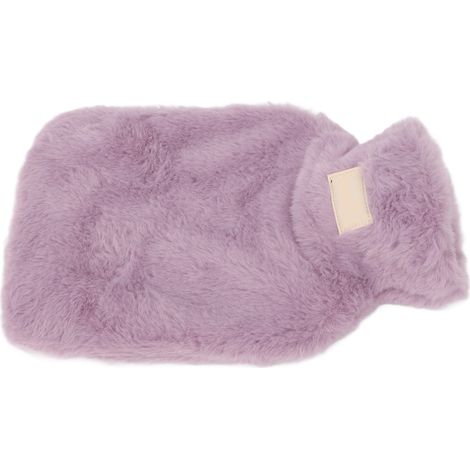 Bouillotte PVC 1000ml avec housse polaire anti-fuite - Chauffant pour lit violet hiver (1/5)