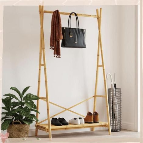 368033 Porte-vêtement avec étagère 102x50x190 cm bambou (1/5)