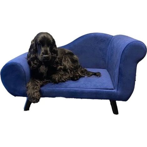 Aster Sofa pour petit chien bleu foncé velours 83x54x39 cm