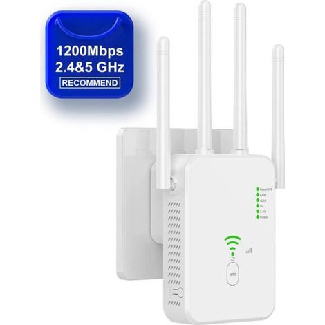 Amplificateur WiFi sans fil longue portée haute vitesse WiFi Routeur répéteur amplificateur point d'accès 1200 Mbps double bande (1/5)