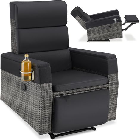 Fauteuil en rotin Pacentro, aluminium, dossier réglable, 150 kg - (1/5)