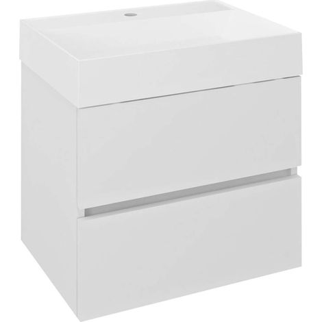 Sapho Odetta - Mueble de lavabo 57x50x44 cm, 2 cajones, blanco brillante DT060-3030
