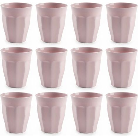 Set 12 Bicchieri da Acqua Hemax - Tazze in Plastica 250ml Rosa Palo (1/4)