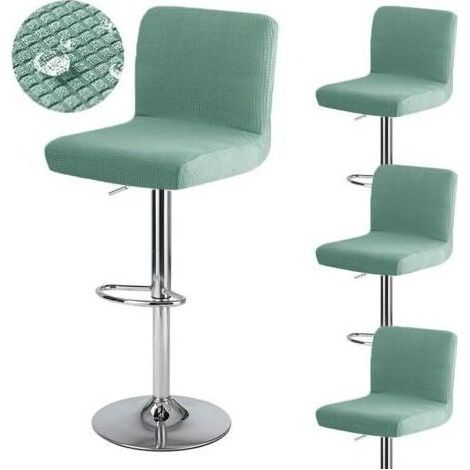 Housse de tabouret de bar vert clair 4 pièces avec dossier 35 cm (P) x 35 cm (L) x 30 cm (H) housse de tabouret de bar pivotant haute lavable et extensible imperméable (1/5)