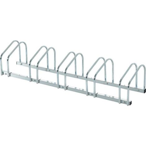 Râtelier 5 vélos range-vélos support de rangement pneu 65 mm sol ou mural pour VTT enfants BMX 145 x 33 x 27 cm acier argent (1/5)