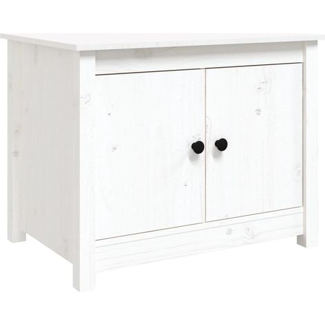 Mesa de centro auxiliar con 4 compartimentos diseño moderno y contemporáneo 71 x 49 x 55 cm madera maciza de pino blanco DEC037939