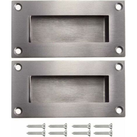 Poignées de porte poignée cachée poignée remplaçable pour porte coulissantes sans manche, Anticollision rectangulaires simple mais à la mode en acier inoxydable brossé satiné 2 pièces (1/4)