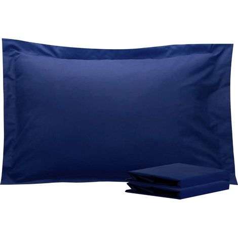 Taie d'oreiller plate à volants 50 x 70 cm, lot de 2 housses de coussin en microfibre ultra douce, bleu marine (1/5)