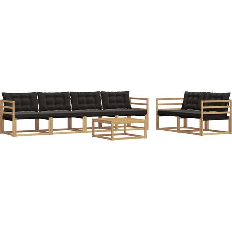Outdoor Sofa Set 7 pcs White and Black 79 x 79 x 37 cm vidaXL (1/5)