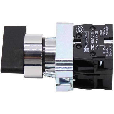 XB2-BJ33 Long-handle rotary switch with three positions, self-locking, 22mm, two normally open push-button switches, three-position rotary switch. (1/3)