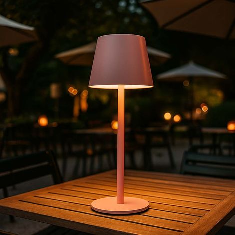 Tischlampe Tischleuchte Außen pink LED Touchdimmer Akku dimmbar Gartenleuchte USB, warmweiß-kaltweiß, DxH 8,5x28 cm