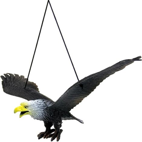 Faucon factice en PVC réaliste, idéal pour effrayer les oiseaux. Répulsif décoratif pour jardin extérieur.