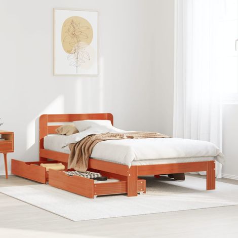 Letto senza Materasso Marrone Cera 90x190 cm in Legno di Pino vidaXL (1/5)