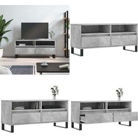 Mobile per TV Grigio Cemento 100x34,5x44,5 cm Legno Multistrato - Mobile per TV - Mobile da salotto