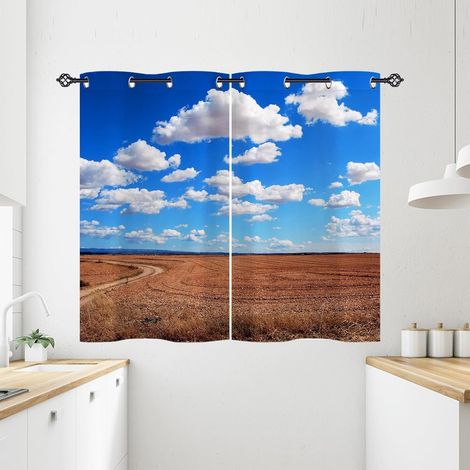 Rideau Occultant Nature Paysage Ouest Ferme Rideau Thermique Isolant Tenture Opaque à Oeillets Draperies Intérieurs pour Maison Chambre Salon 2 Panneaux L 60 x H 90 cm - 60L X 90H cm (2 Panneaux) (1/5)