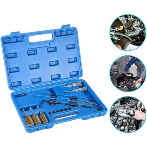 14 PCS Kit de Nettoyage de Compartiment D’injecteur, Kit de Nettoyage pour Injecteur,Nettoyeur de Siège et D'arbre D'injecteur,Outil de Nettoyage des Injecteurs avec Fil D'acier et Brosses en Nylon (1/5)