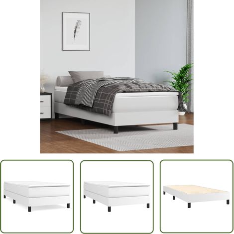 The Living Store Cadre de lit sans matelas blanc 100x200 cm similicuir - Cadre De Lit - Lit Double - Lit Blanc - Similicuir - Literie (1/5)