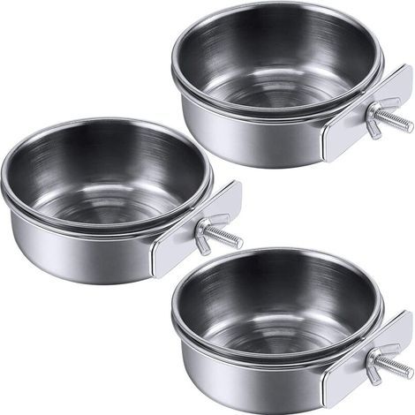CSPARCV Set mit 3 hängenden Edelstahl-Vogelfutterhäuschen, Vogelkäfigzubehör, Rattenkäfigzubehör (10 x 4,5 cm) (1/5)